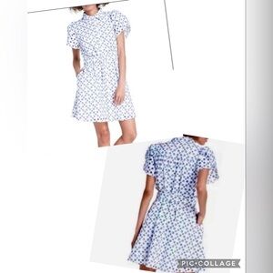 Alexis Dot Tulip Sleeve Embroidered Shirt Dress